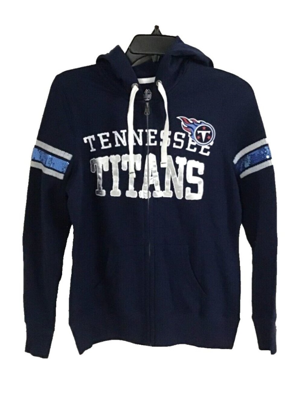 Tennessee Titans Womens Small Sequin Accents Zip Front Hooded Sweatshirt